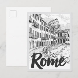 手描きのローマイタリアの風景のランドマーク ポストカード