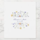 手描きのワイルドフラワーの結婚式 ワインラベル (シングルラベル)