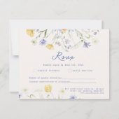 手描きのワイルドフラワーの結婚式RSVPカード 出欠カード (正面)