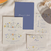 手描きのワイルドフラワーの結婚式RSVPカード 出欠カード