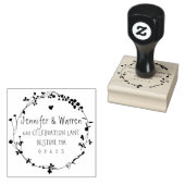 手描きのワイルドフラワーの花輪の差出人住所 ラバースタンプ (押印)