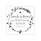 手描きのワイルドフラワーの花輪の差出人住所 ラバースタンプ (インプリント)