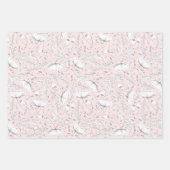 手描きのワイルドフラワーの鉛筆スケッチパターン ピンク ラッピングペーパーシート (正面2)