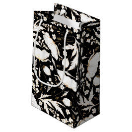 手描きのワイルドフラワーズ エレガント モダン ゴールド スモールペーパーバッグ