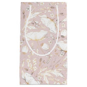 手描きのワイルドフラワーズ エレガント モダン ゴールド スモールペーパーバッグ (正面)