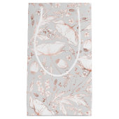 手描きのワイルドフラワーズ エレガント モダン ピンク グレー スモールペーパーバッグ (正面)