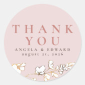 手描きのワイルドフラワーミニマリスト感謝 ラウンドシール (正面)