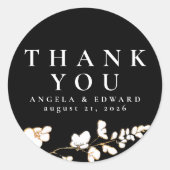 手描きのワイルドフラワーミニマルお礼 ラウンドシール (正面)