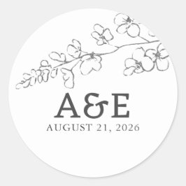 手描きのワイルドフラワー シンプル エレガント ミニマル ラウンドシール
