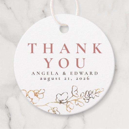 手描きのワイルドフラワー ミニマル お礼の品 フェイバータグ (正面)