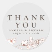 手描きのワイルドフラワー ミニマル お礼 ラウンドシール (正面)