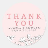 手描きのワイルドフラワー ミニマル お礼 ラウンドシール (正面)