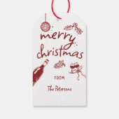 手描きのワインのクリスマスパーティー ギフトタグ (裏面)
