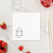 手描きのワインボトルとグラスの結婚式のナプキン スタンダードカクテルナプキン (インサイチュ)