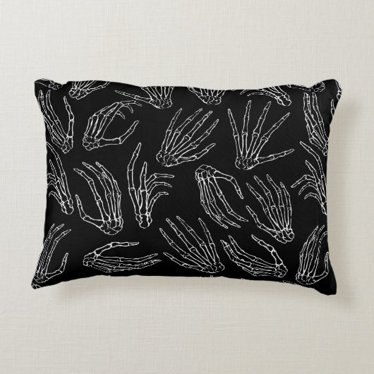手描きのヴィンテージの継ぎ目なしパターン。人間の骨は アクセントクッション (裏面)