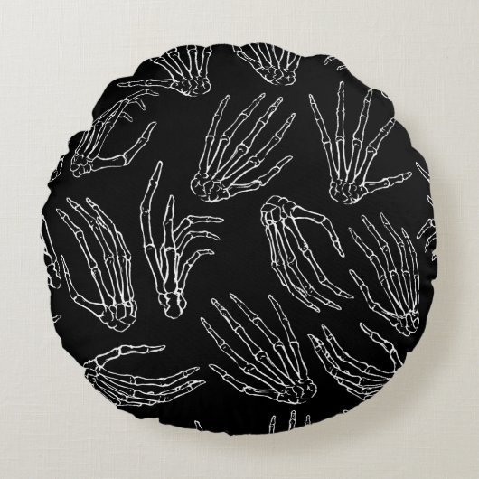 手描きのヴィンテージの継ぎ目なしパターン。人間の骨は ラウンドクッション (正面)