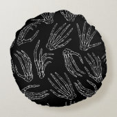 手描きのヴィンテージの継ぎ目なしパターン。人間の骨は ラウンドクッション (裏面)