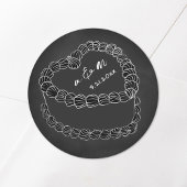 手描きのヴィンテージケーキの黒板 ウェディング ラウンドシール
