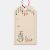 手描きのヴィンテージ風クリスマスTo+From ギフトタグ (正面)