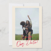 手描きのヴィンテージ カラフル フォト モダン ウェディング セーブザデート (正面)