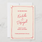 手描きのヴィンテージ カラフル フォト モダン ウェディング セーブザデート (裏面)