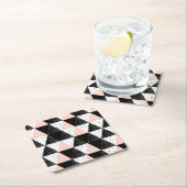 手描きの三角形の幾何学的なパターン スクエアペーパーコースター (インサイチュ)