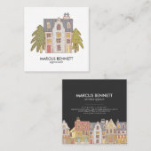 手描きの不動産の評価人の名刺 スクエア名刺 (正面/裏面)