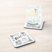 手描きの不思議なハロウィンのブライダルシャワー コースター (右側)