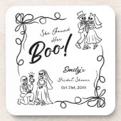 手描きの不思議なハロウィンのブライダルシャワー コースター (正面)
