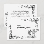 手描きの不思議なハロウィンのブライダルシャワー サンキューカード (正面/裏面)