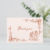 手描きの不思議なハロウィン ブライダルシャワー サンキューカード (スタンド正面)