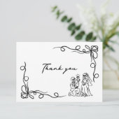 手描きの不思議なハロウィン ブライダルシャワー サンキューカード (スタンド正面)