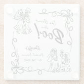 手描きの不思議なハロウィーンブライダルシャワー ガラスコースター (裏面)