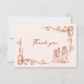 手描きの不思議なハロウィーンブライダルシャワー サンキューカード (正面)