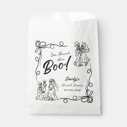 手描きの不思議なハロウィーンブライダルシャワー フェイバーバッグ (正面)