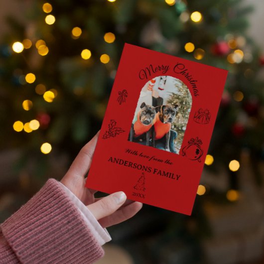 手描きの不思議なフラットホリデーカード シーズンカード