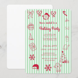 手描きの不思議なホリデーパーティー 招待状