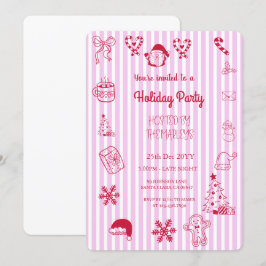 手描きの不思議なホリデーパーティー 招待状