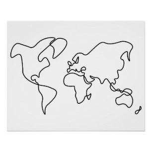 手描きの世界地図 ポスター