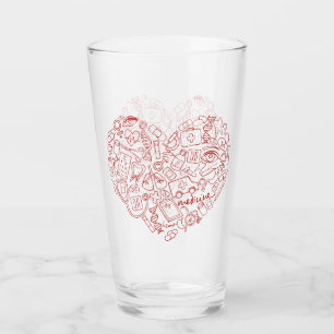 手描きの中間の落書きのロゴ タンブラーグラス