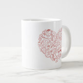 手描きの中間型ドードルロゴ ジャンボコーヒーマグカップ (正面右)