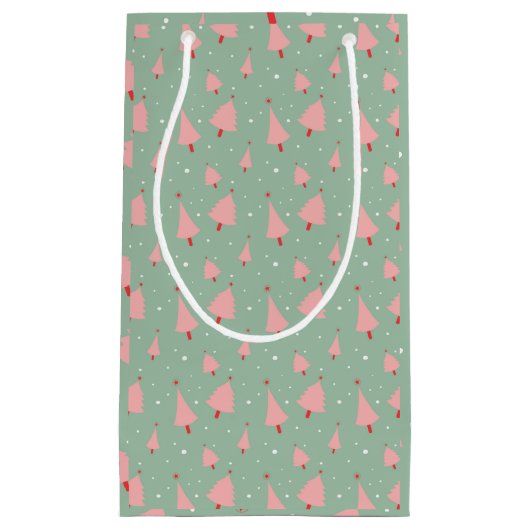 手描きの休日の木 スモールペーパーバッグ (正面)