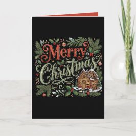 手描きの伝統的なクリスマスジンジャーブレッド シーズンカード