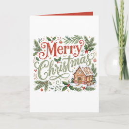 手描きの伝統的なクリスマスジンジャーブレッド シーズンカード