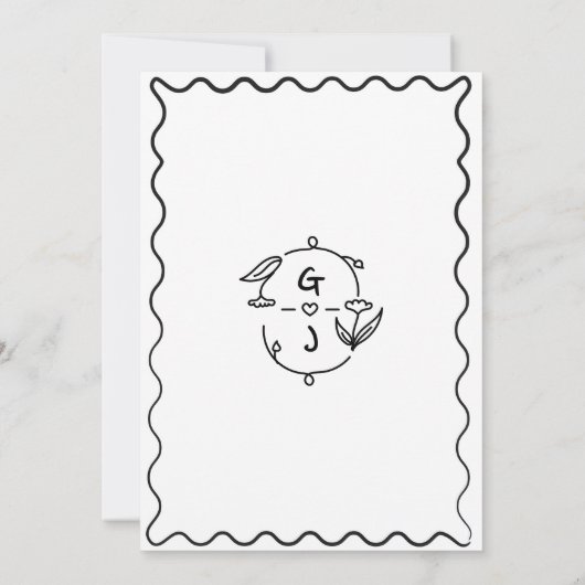 手描きの個性的な結婚式のお知らせカード セーブザデート (裏面)