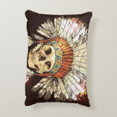 手描きの先住民、Hのアメリカのインドの頭飾り アクセントクッション (裏面(縦))