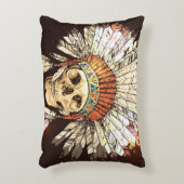 手描きの先住民、Hのアメリカのインドの頭飾り アクセントクッション (正面(垂直))