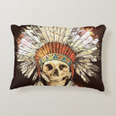 手描きの先住民、Hのアメリカのインドの頭飾り アクセントクッション (裏面)