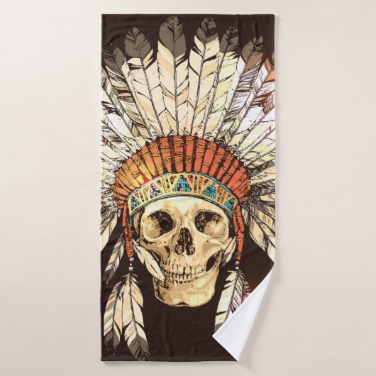 手描きの先住民、Hのアメリカのインドの頭飾り バスタオル (バスタオル)