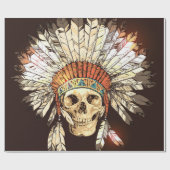 手描きの先住民、Hのアメリカのインドの頭飾り ラッピングペーパー (フラット)